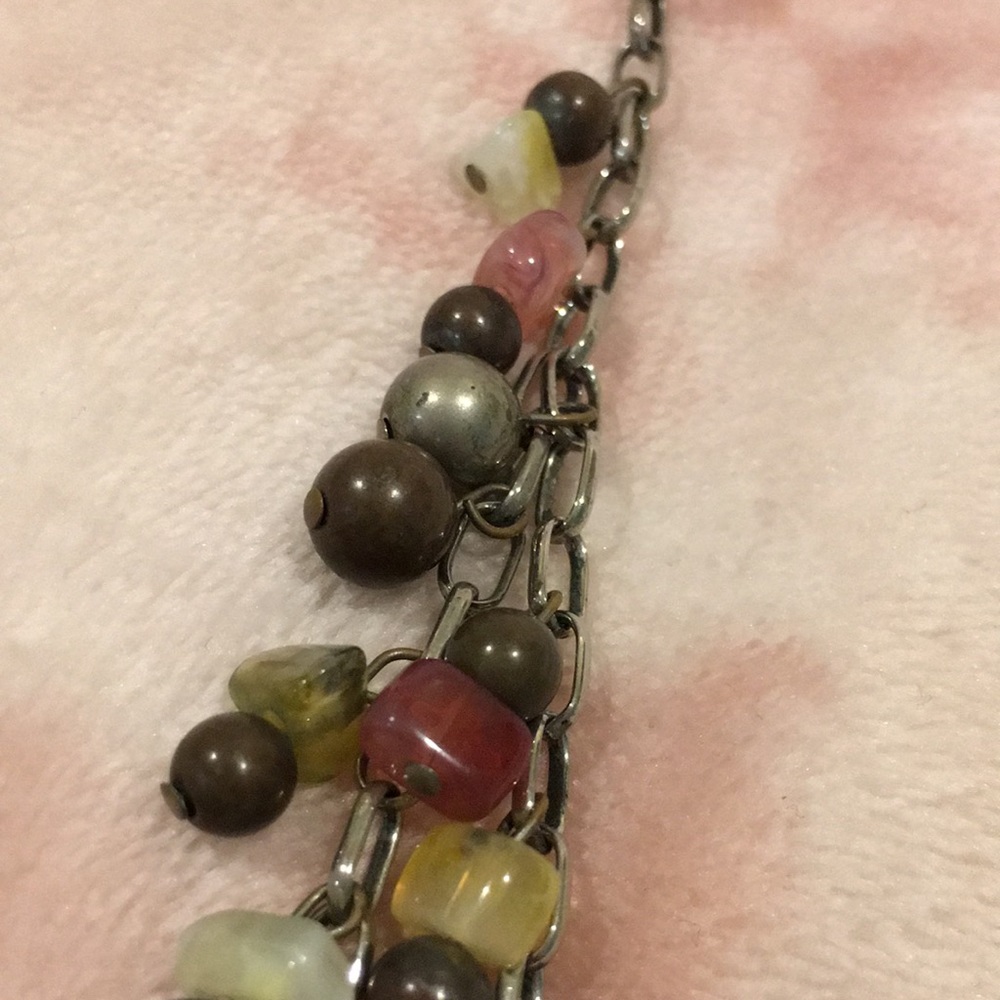 Rustic Vintage Metal Balls and Quartz Chip Chain Necklace Double strand Resale - Picture 10 of 14